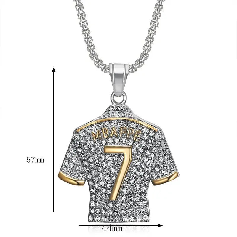 HNSP Stainless Steel Mbappe Jersey Pendant Necklace for Men Soccer Gift