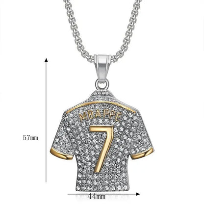 HNSP Stainless Steel Mbappe Jersey Pendant Necklace for Men Soccer Gift