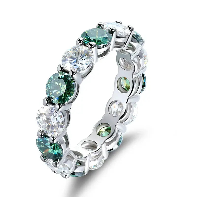 Knobspin D VVS1 Moissanite Rings for Women - Colorful Lab-Grown Diamond Jewelry white green