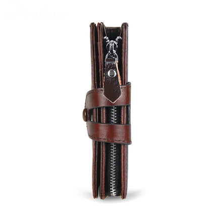 Vintage Real Leather Men Wallet Zipper Coin Card Holder