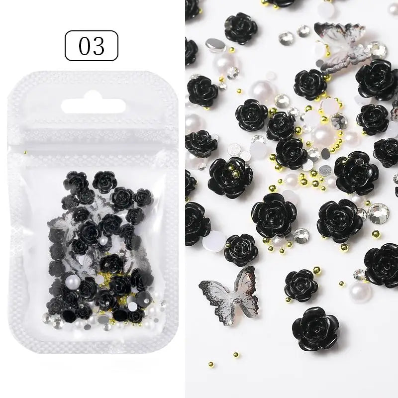 Kawaii Lollypop 3D Nail Art Charms Set with Resin Butterfly and Bear Rhinestones