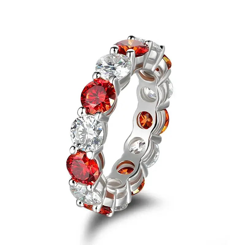 Knobspin D VVS1 Moissanite Rings for Women - Colorful Lab-Grown Diamond Jewelry white red