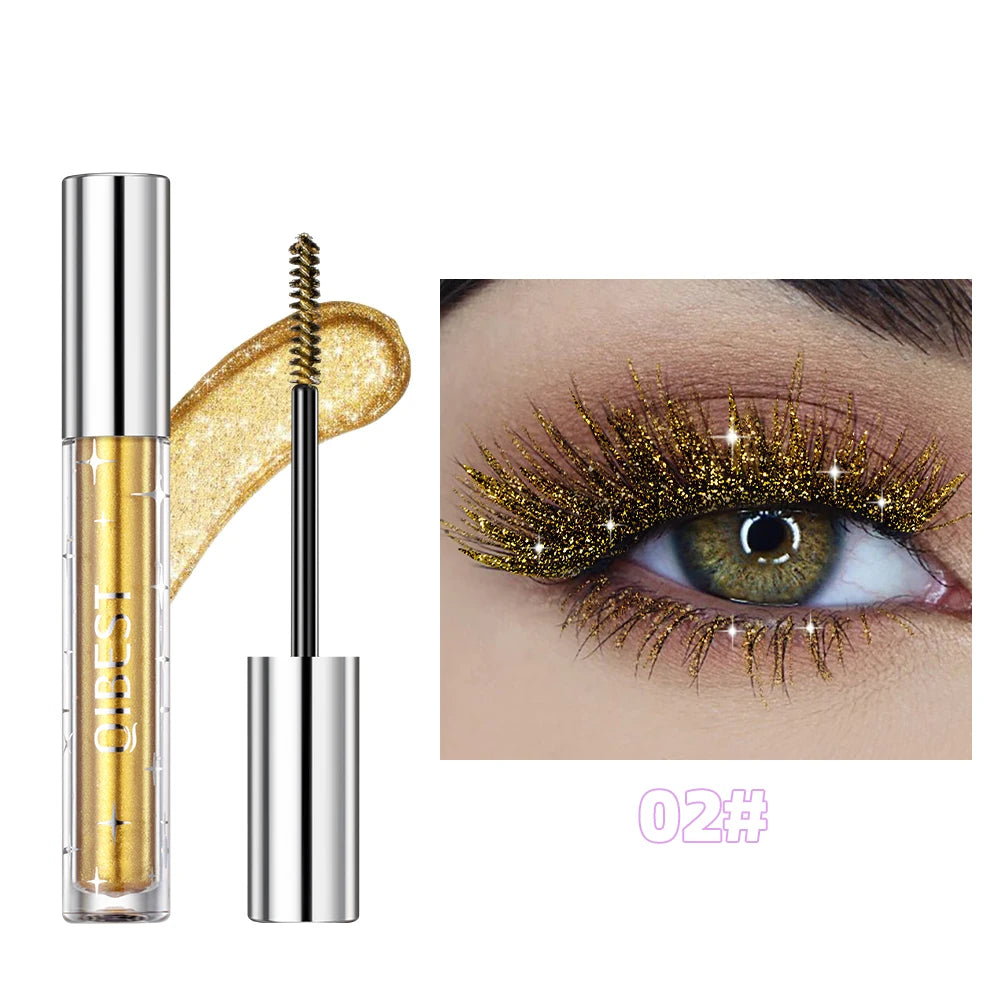 Diamond Mascara with Shining Galaxy Sequins for Thick Curling Glitter Eyelashes Quick Dry and Sweat Proof Shimmer Makeup
