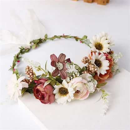 Romantic Rhinestone Floral Wreath Crown for Bridesmaids