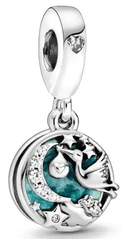 925 Sterling Silver Donut Dessert Charm Beads Zircon Accents for DIY Women Bracelet Jewelry Gift