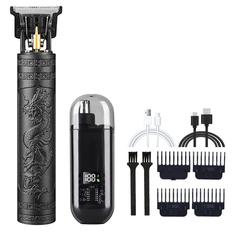Versatile T9 USB Rechargeable Hair Clipper and Nasal Trimmer for Men