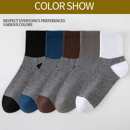 5 Pairs Vintage Thermal Cotton Socks Men With Arch Support