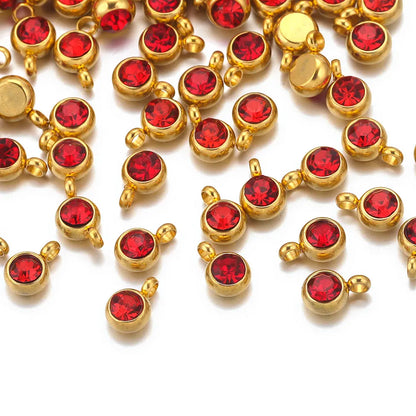 Colorful Crystal Stainless Steel Charms Set for DIY Jewelry Making