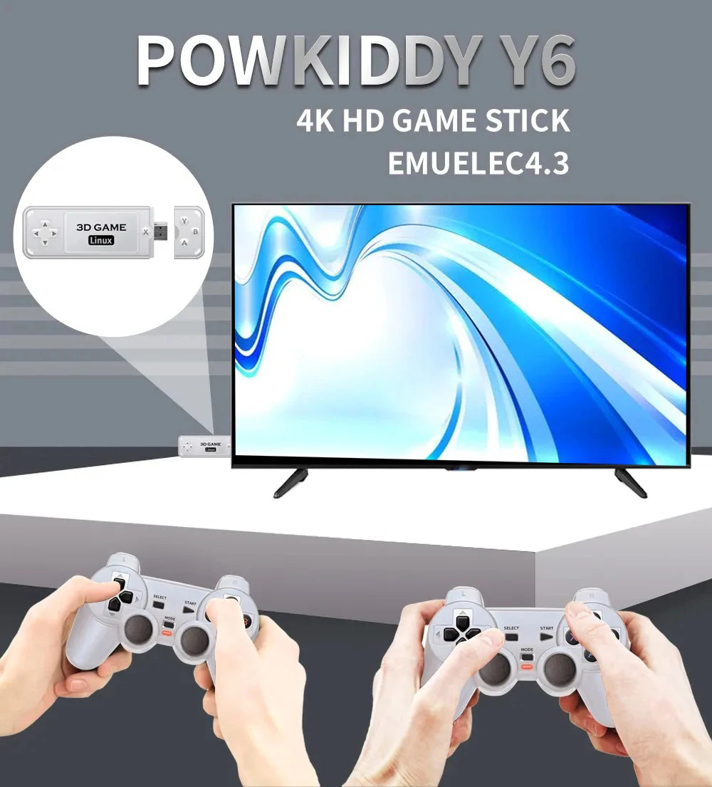 BOYHOM Y6 2.4G Wireless Retro TV Game Stick 4K HD Portable Family Console Multiplayer Support 64GB 128GB AIGAME 905X2
