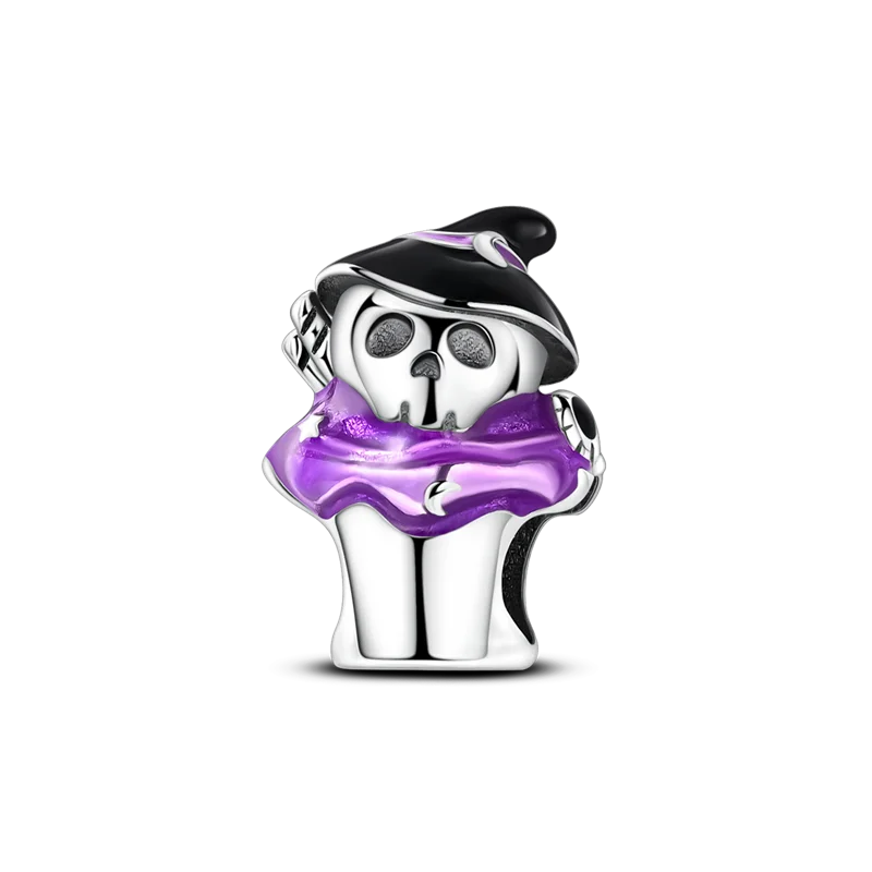 925 Sterling Silver Pumpkin Charm With Zircon Inlay