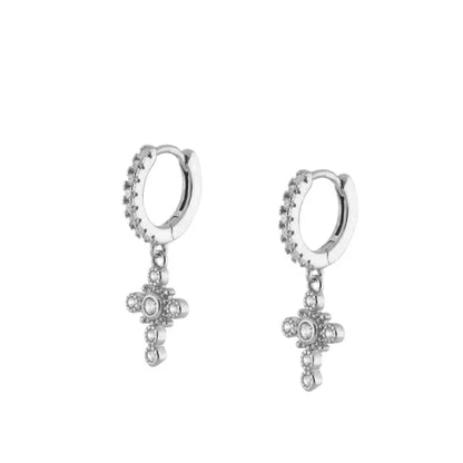 Crmya Gold Plated Women's Earrings Set with Vintage CZ Zircon Drop and Stud Hoops