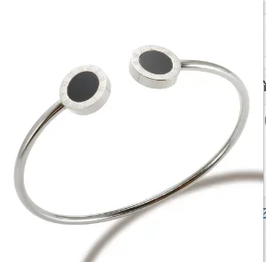 Jovolove Elegant Stainless Steel Waterproof Bangle for Women - Fashionable Gemstone Design