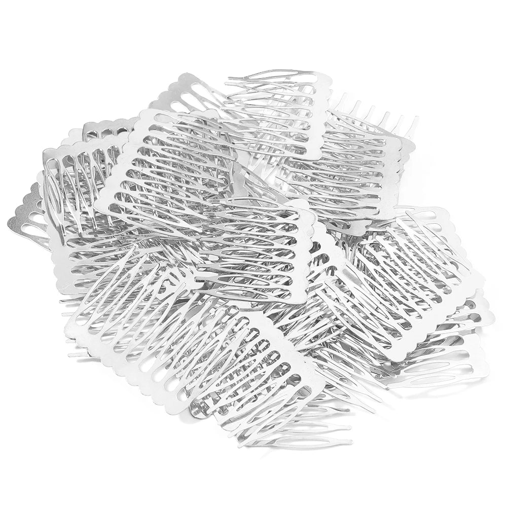 Rhodium & Bronze Gold Bridal Hairpins - 10pcs Wedding Hair Combs for Stunning Styles 10 teeth Silver
