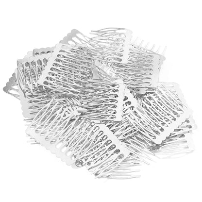 Rhodium & Bronze Gold Bridal Hairpins - 10pcs Wedding Hair Combs for Stunning Styles 10 teeth Silver