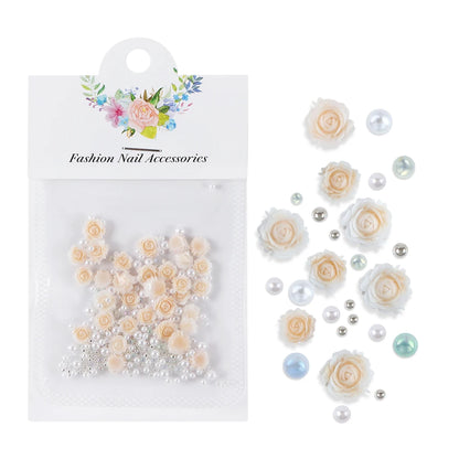 Resin Filler Rose Mixed Pearl Art Decorations for DIY Jewelry Making and Craft Projects