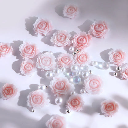 Rose Mixed Pearl Resin Art Decorations for 3D Charm Jewelry Making and DIY Nail Crafts