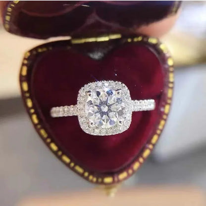 Real 100 Percent 925 Sterling Silver Diamond Engagement Wedding Band Ring Set for Women