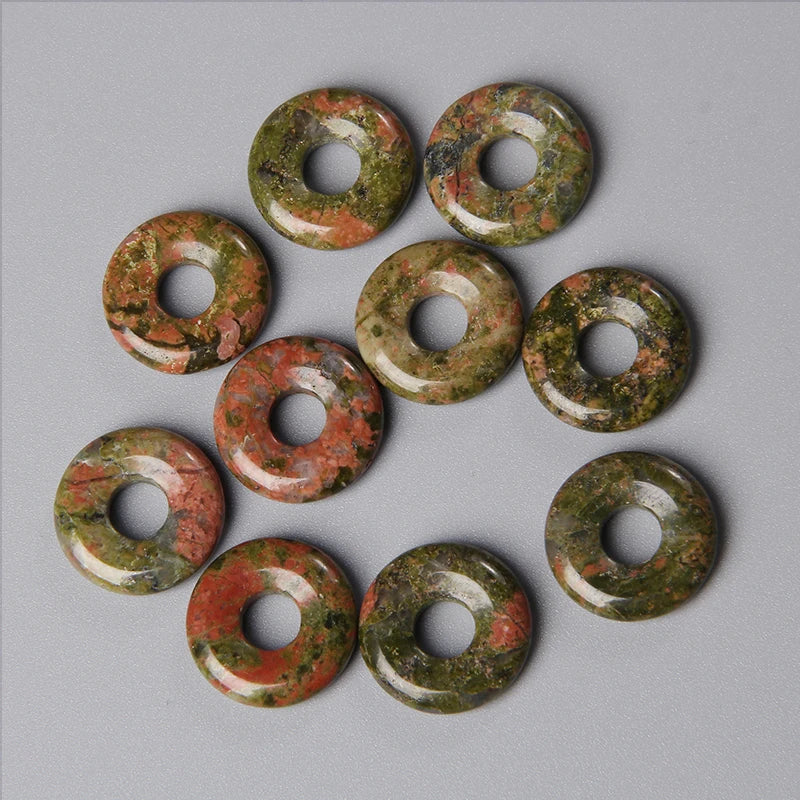 Elegant Labradorite Jade Agate Donut Beads Set for Jewelry Crafting 18mm 5pcs