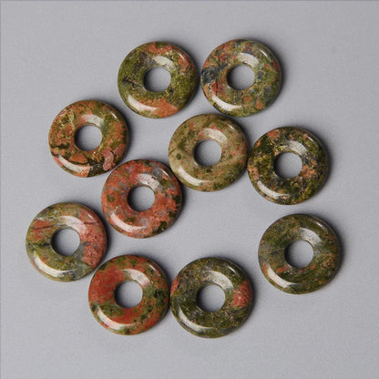Elegant Labradorite Jade Agate Donut Beads Set for Jewelry Crafting 18mm 5pcs