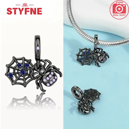 S925 Silver Luminous Zombie Skeleton Charm Bead Dangle