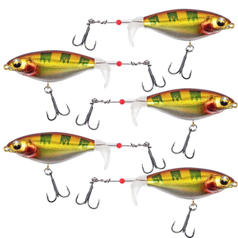 5pcs Floating Propeller Lure Bionic Bait for Fishing Gear 5pcs golden 7cm 6g