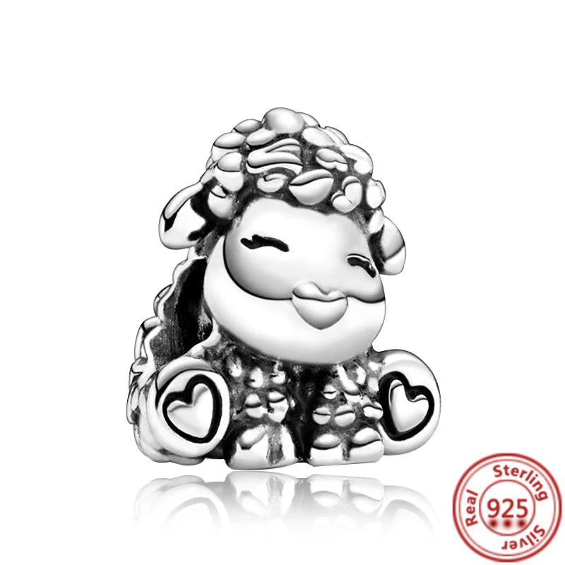 925 Sterling Silver Animal Charms Bracelet Beads with Zircon - Unicorn, Squirrel, Elephant Y230