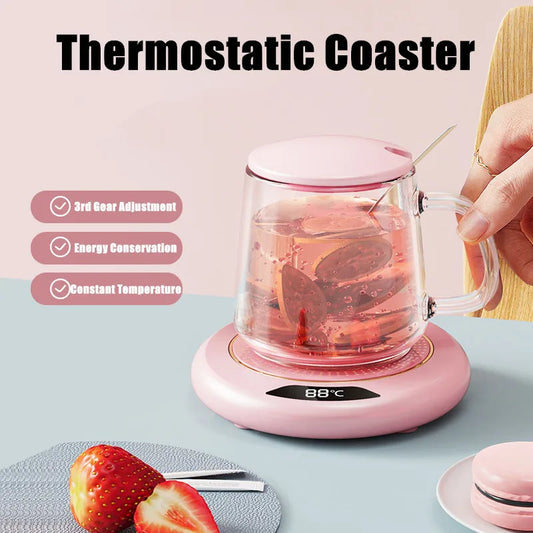 1PC Thermostatic Heating Coaster USB Home Heating Coaster 3-Speed Adjustment 55 Degrees Temperature