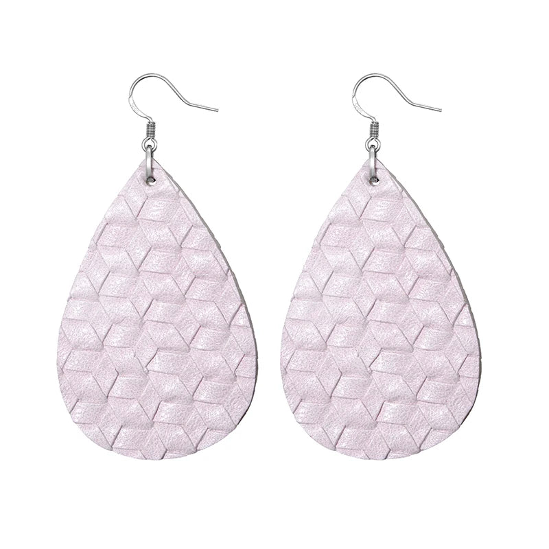 Elegant Faux Leather Teardrop Earrings for Women Lightweight Dangle Fashion Jewelry