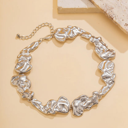 Lacteo Bold Irregular Metal Chain Collar Necklace for Women Fashionable Heavy Metal Choker Jewelry