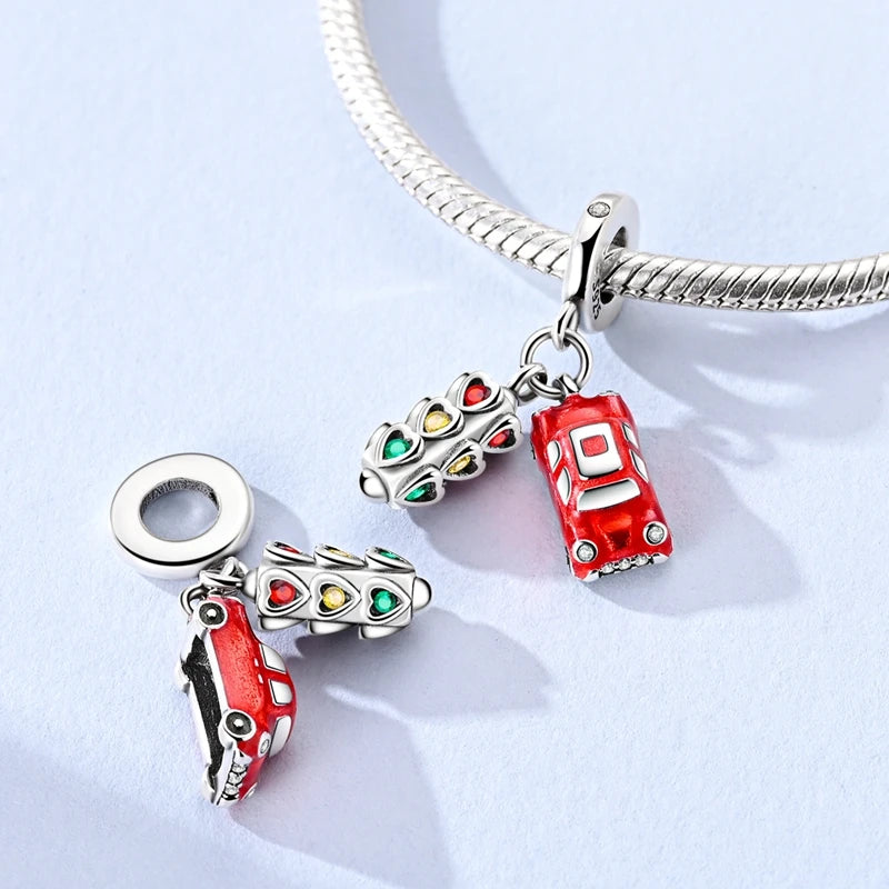 925 Sterling Silver Heart Family Charm Bead With Zircon