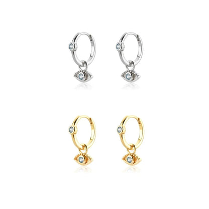 Elegant Water Lake Blue Zircon Hoop Earrings for Women Minimalist Circle Dangle Jewelry Accessories
