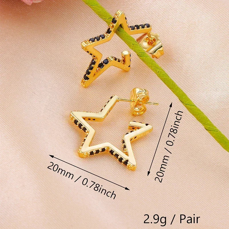 Crmya Gold-Color Cubic Zirconia Hoop Earrings Set for Women Fashion Jewelry 2023