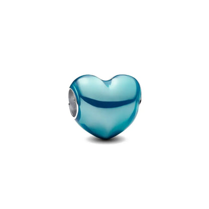 925 Silver Heart-Shaped Beads with Black Red Purple Blue Zircon for European Bracelets and DIY Jewelry
