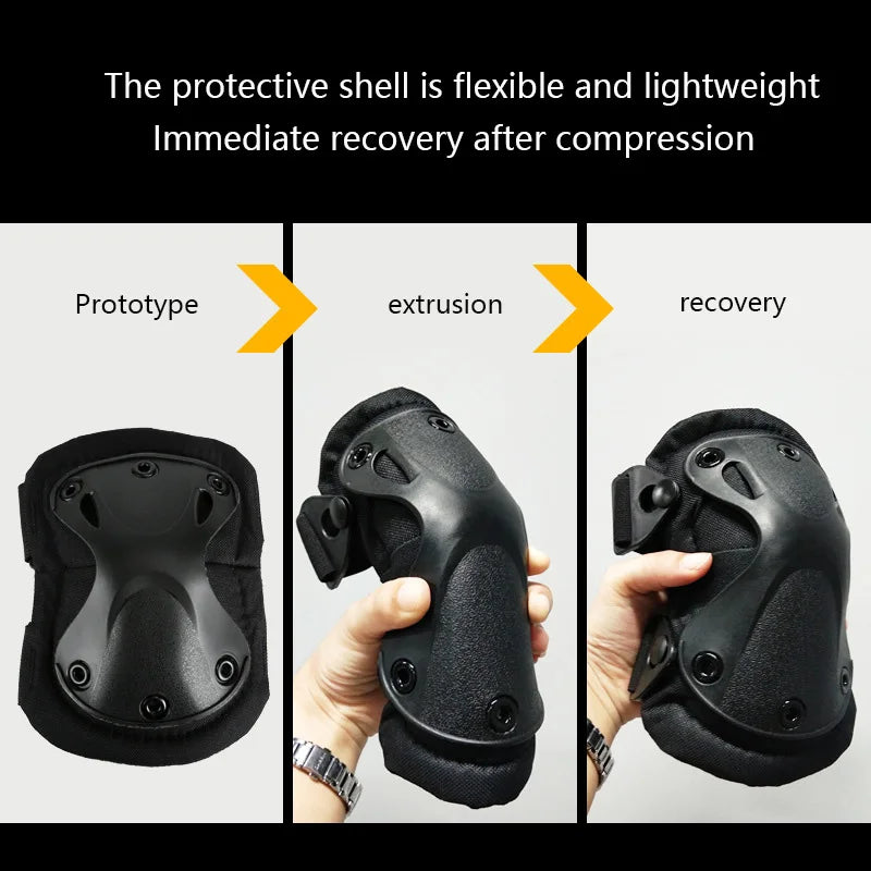 Outdoor Tactical Protective Gear Set Of 4 Knee And Elbow Pads