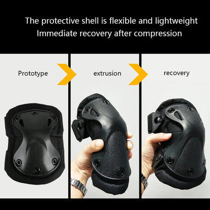 Outdoor Tactical Protective Gear Set Of 4 Knee And Elbow Pads