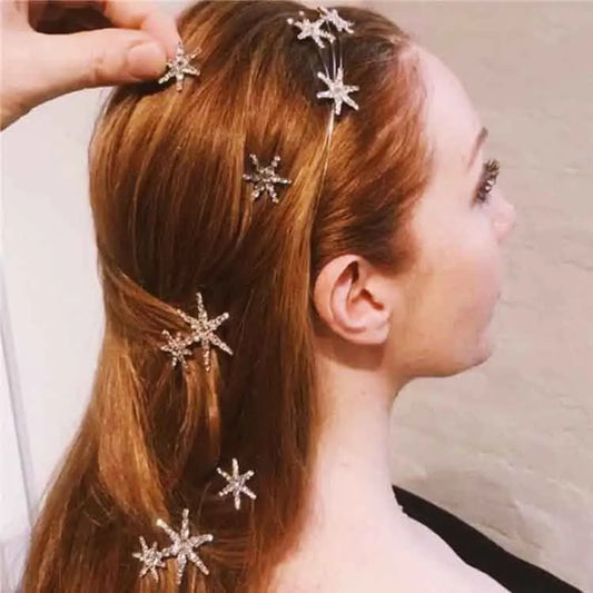 Korean Crystal Star Snowflake Hairclip for Women Fashion Accessories