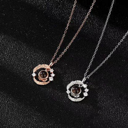Custom Photo Projection Necklace Copper Pendant with Titanium Steel Chain for Women