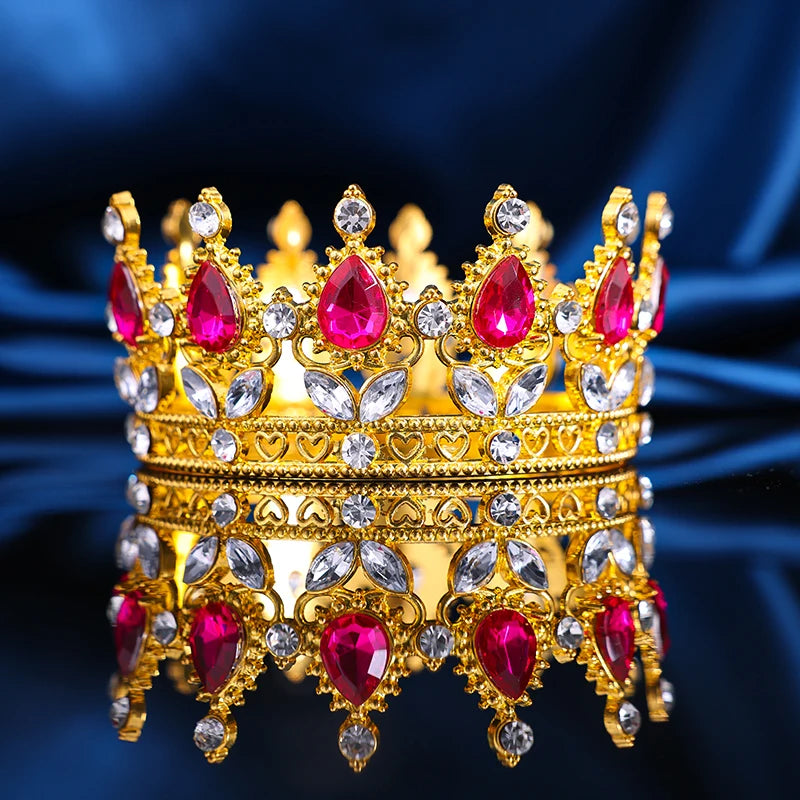 Baroque Vintage Gold Crystal Rhinestone Bridal Tiara and Crown for Women