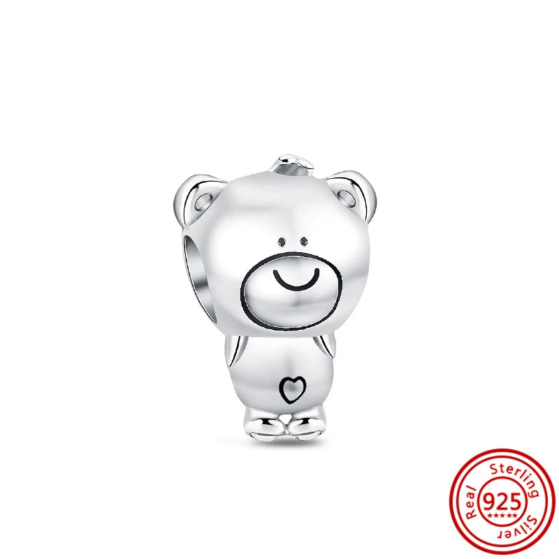 Silver Animal Hearts Infinity Crown Bead Charms Bracelet for Women 925 Sterling Silver Jewelry Y120