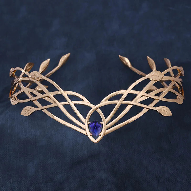 Goddess Cosplay Elven Leaf Crown Tiara Bridal Headband Vintage Wedding Headwear