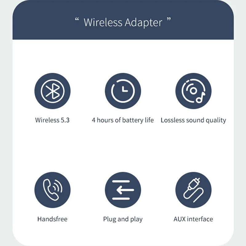 Bluetooth 5.3 Wireless Audio Adapter with HD Mic 3.5mm AUX for Car and Home Stereo Hands-Free Music Transmitter Receiver