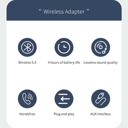 Bluetooth 5.3 Wireless Audio Adapter with HD Mic 3.5mm AUX for Car and Home Stereo Hands-Free Music Transmitter Receiver