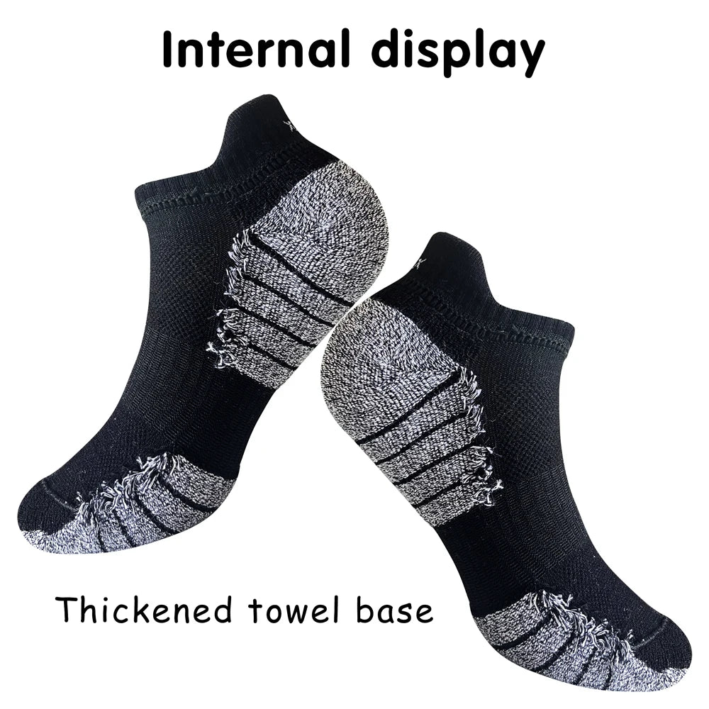6 Pairs Mens Running Socks Terry Cushion Non Slip 35 To 47