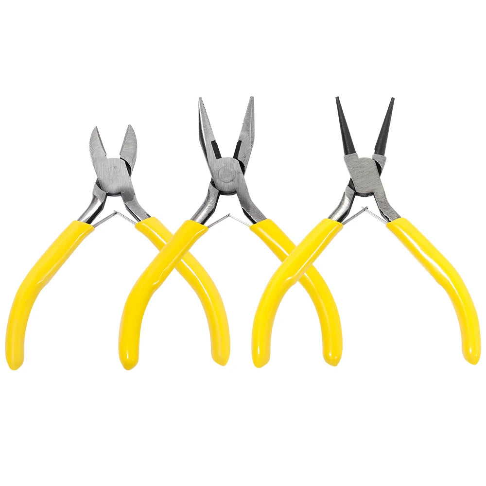 Versatile 3-Color Metal Pliers Kit for Jewelry Making and DIY Crafting