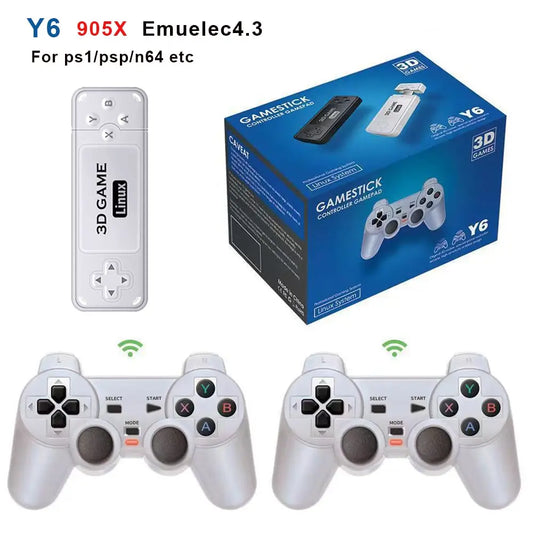 BOYHOM Y6 2.4G Wireless Retro TV Game Stick 4K HD Portable Console Multiplayer Support 10000 Classic Games