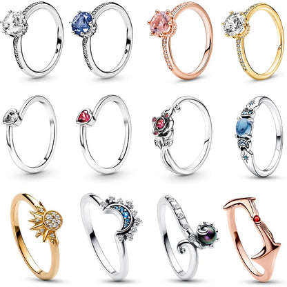 Crown 925 Sterling Silver Rose Gold Stackable Ring with Shiny Zircon for Women Perfect Wedding and Party Gift PAR007-C