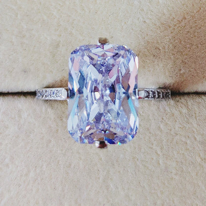 Luxury 925 Sterling Silver Oval Square Simulated Diamond Engagement and Wedding Ring for Women