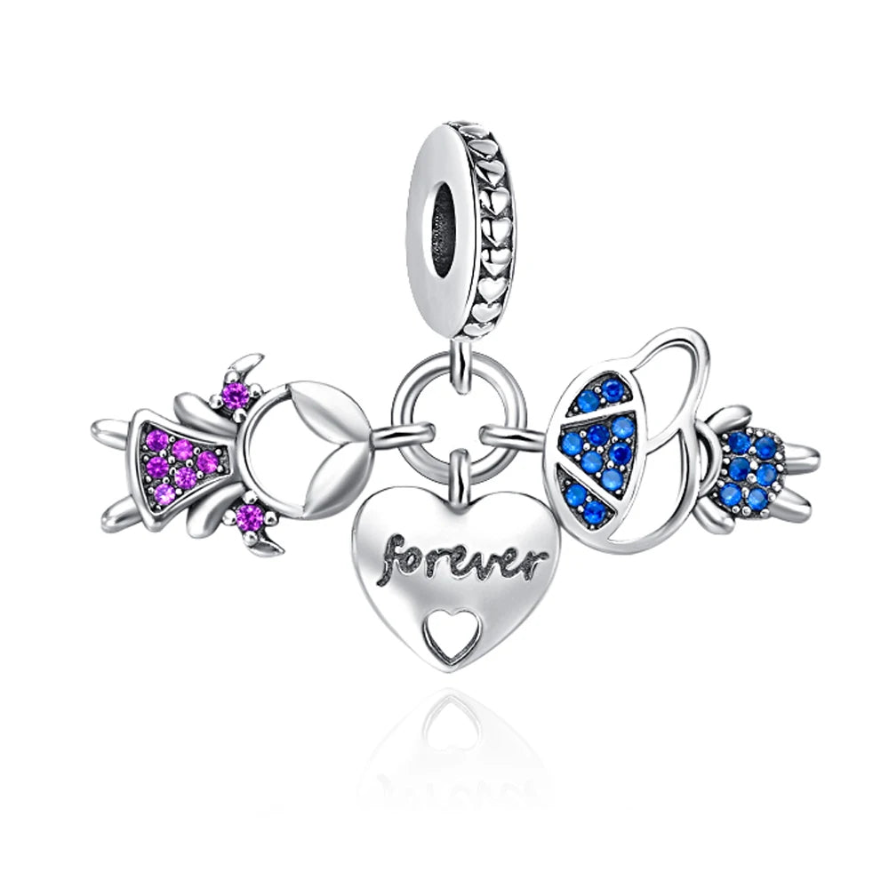 Authentic 925 Sterling Silver Key Ring Charm Holder Set for Women A1645diao