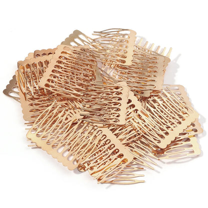 Rhodium & Bronze Gold Bridal Hairpins - 10pcs Wedding Hair Combs for Stunning Styles 5 teeth KC Gold