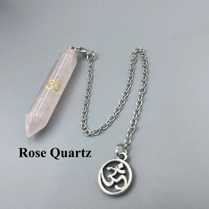 Mystic Fluorite Amethyst Crystal Pendulum Necklace for Divination and Reiki
